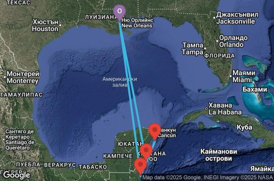 Маршрут на круиз 7 дни САЩ, Мексико, Белиз - 07Z384