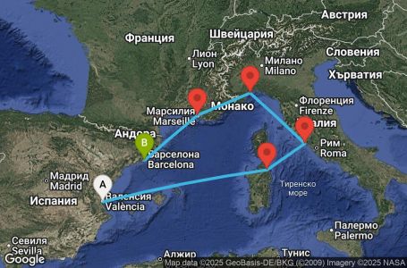 Маршрут на круиз Spain, Italy, France - VLC06A0A