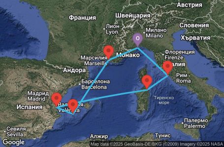 Маршрут на круиз Italy, France, Balearic Islands, Spain - SVN07A71