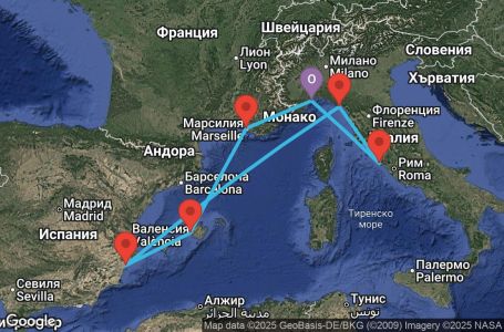 Маршрут на круиз Italy, France, Balearic Islands, Spain - SVN07A6W