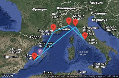 Маршрут на круиз Balearic Islands, Italy, France - PMI07A4J