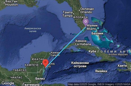 Маршрут на круиз 4 дни САЩ, Мексико - 04Z256