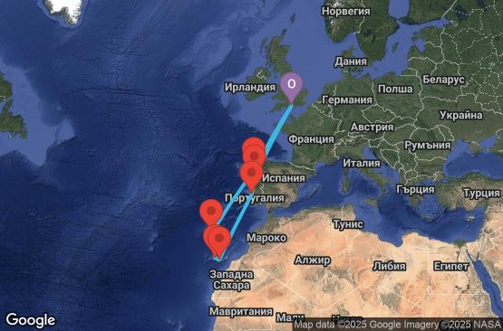 Маршрут на круиз 11 дни Великобритания, Португалия, Испания - 11M311