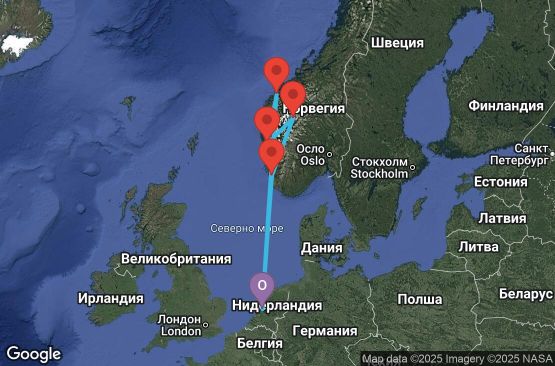 Маршрут на круиз 7 дни Нидерландия, Норвегия - 07U259