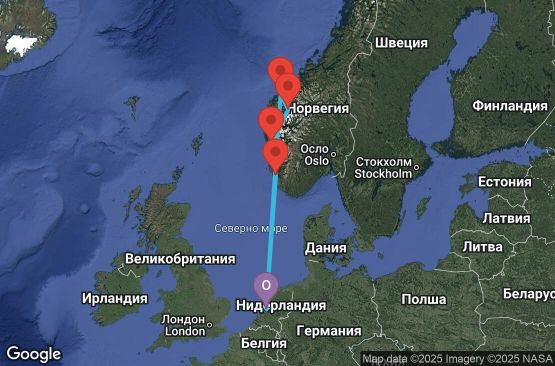Маршрут на круиз 7 дни Нидерландия, Норвегия - 07U260