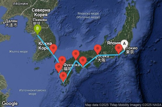 Маршрут на круиз 12 дни Япония, Южна Корея - 12I220