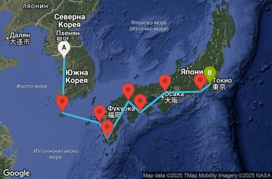 Маршрут на круиз 12 дни Южна Корея, Япония - 12I221