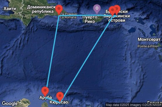 Маршрут на круиз 7 дни Южни Кариби от Пуерто Рико - PRMS07CNNSJUSJU