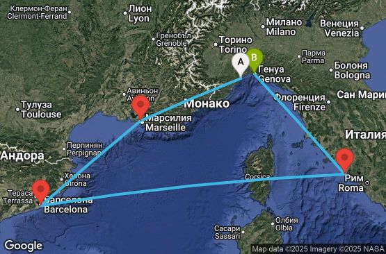 Маршрут на круиз Italy, France, Spain - SVN05A2W