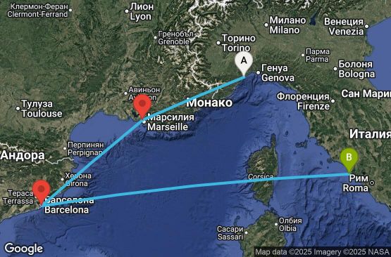 Маршрут на круиз Italy, France, Spain - SVN04A2F