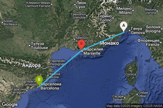 Маршрут на круиз Italy, France, Spain - SVN02A38