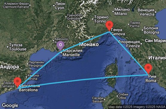 Маршрут на круиз France, Spain, Italy - MRS05A1V