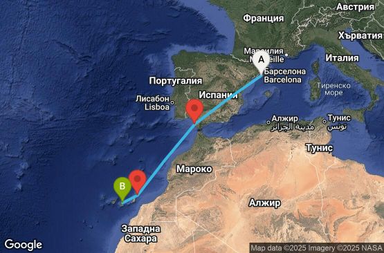 Маршрут на круиз 5 дни Испания - BCN05A21