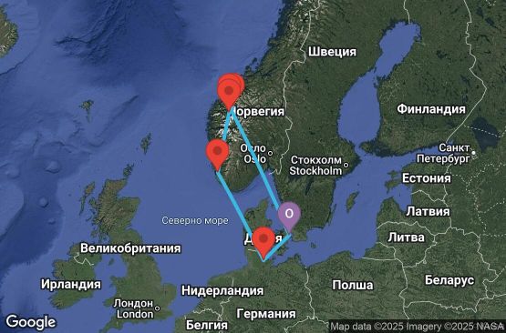 Маршрут на круиз 7 дни Дания, Норвегия, Германия - CPH07A2R