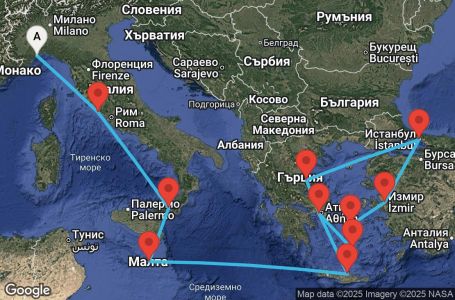 Маршрут на круиз 13 дни Италия, Малта, Гърция, Турция - SVN13A0Z