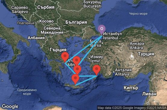 Маршрут на круиз 7 дни Турция, Гърция - IST07A1T