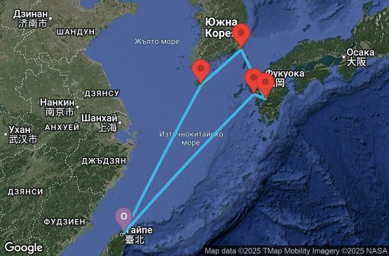 Маршрут на круиз 7 дни Тайван, Южна Корея, Япония - KEE07A00