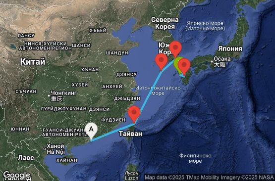 Маршрут на круиз 6 дни Хонконг, Тайван, Южна Корея, Япония - HKG06A00