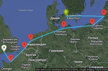 Маршрут на круиз 9 дни Непознатата Европа - JEWL09CNNSOUCPH