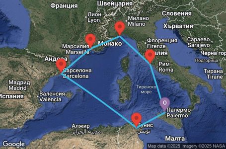 Маршрут на круиз Italy, France, Spain - PMO07A30