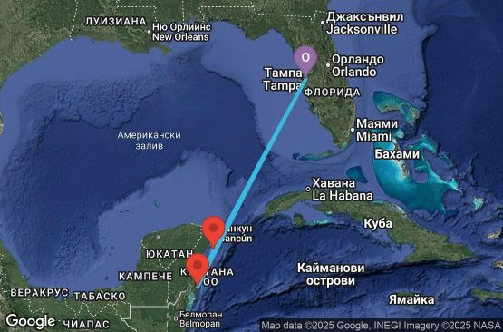 Маршрут на круиз 5 дни САЩ, Мексико - 05W697