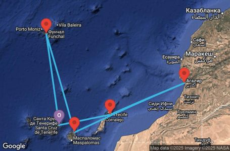 Маршрут на круиз Canary Islands, Morocco, Madeira - TCI07A1G