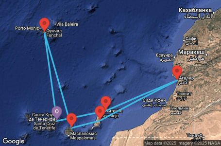 Маршрут на круиз Canary Islands, Morocco, Spain, Madeira - TCI07A1H