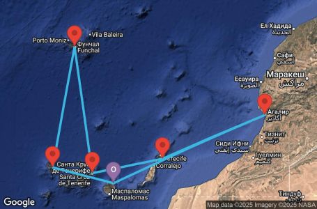 Маршрут на круиз Canary Islands, Spain, Madeira , Morocco - LPA07A0O