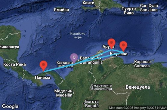 Маршрут на круиз 7 дни Колумбия, Нидерландски Антили, Панама - 7IP223