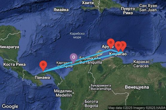 Маршрут на круиз 7 дни Колумбия, Нидерландски Антили, Панама - 7IP228