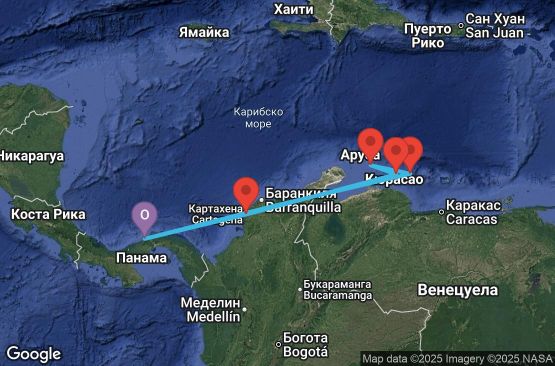 Маршрут на круиз 7 дни Панама, Колумбия, Нидерландски Антили - 07D497