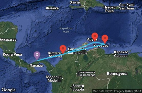 Маршрут на круиз 7 дни Панама, Колумбия, Нидерландски Антили - 07D498
