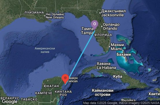 Маршрут на круиз 4 дни САЩ, Мексико - 04W213