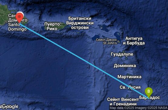 Маршрут на круиз 3 дни Доминиканска република, Барбадос - UXNF