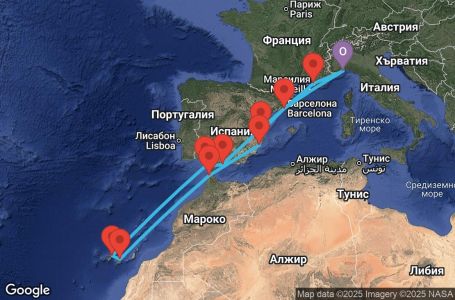 Маршрут на круиз 15 дни Италия, Франция, Испания, Канарски острови, Мароко - SVN15A0R
