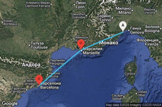 Маршрут на круиз 3 дни Италия, Франция, Испания - SVN03A34
