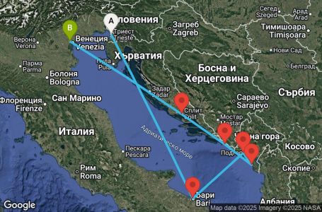 Маршрут на круиз 7 дни Италия, Черна гора, Хърватия - TRS07A0R