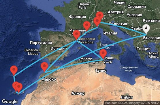 Маршрут на круиз Великден на Канарските острови