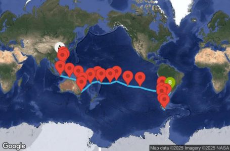 Маршрут на круиз China, Philippines, Australia, Hawaii, Fiji, Tonga, Polynesia, Chile, Argentina - HKG60A03