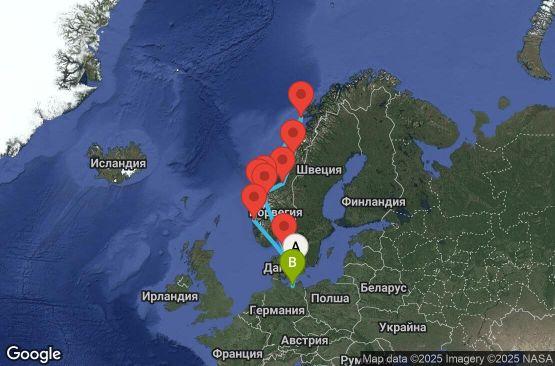 Маршрут на круиз 13 дни Дания, Норвегия, Германия - EO20270716CPHWAR