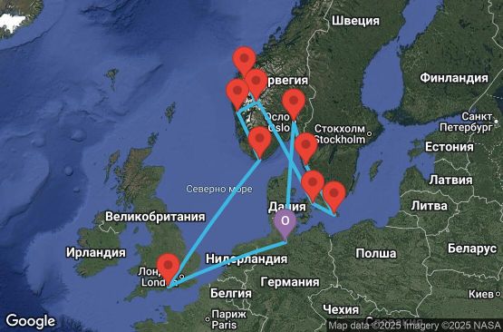 Маршрут на круиз 14 дни Германия, Великобритания, Норвегия, Дания, Швеция - EO20270811HAMHAM