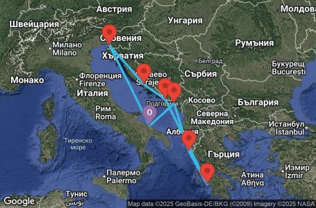Маршрут на круиз 7 дни Италия, Черна гора, Гърция, Хърватия - BRI07400 Маршрут на круиз 7 дни Италия, Черна гора, Гърция, Хърватия - BRI07400
