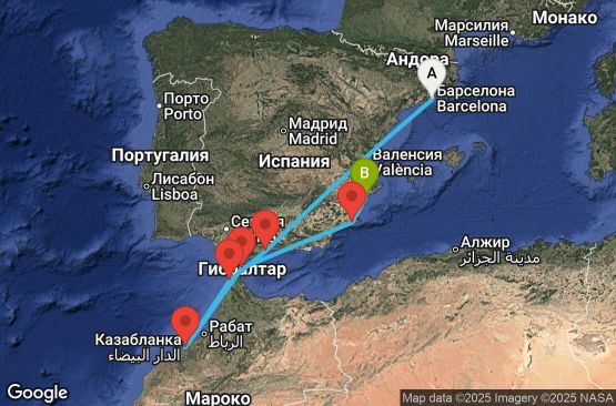 Маршрут на круиз 7 дни Испания, Мароко, Гибралтар - BCN07A6D