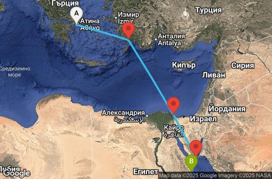 Маршрут на круиз 5 дни Гърция, Турция, Египет