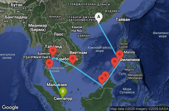 Маршрут на круиз Asia - East Asia (HKG/SIN) - JADS12CNNHKGSIN