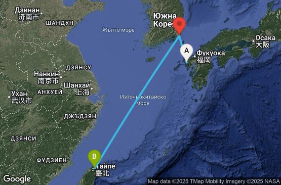 Маршрут на круиз 3 дни Япония, Южна Корея, Тайван - SSB03A00