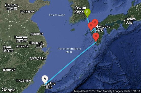 Маршрут на круиз 5 дни Тайван, Япония, Южна Корея - KEE05A10