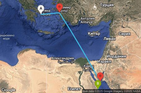 Маршрут на круиз 5 дни Гърция, Турция, Египет