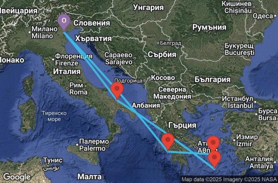 Маршрут на круиз Italy, Greece - PMA07A2N