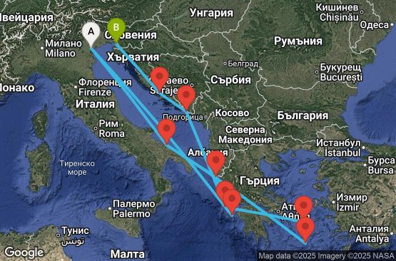 Маршрут на круиз Italy, Greece, Croatia - PMA14A39